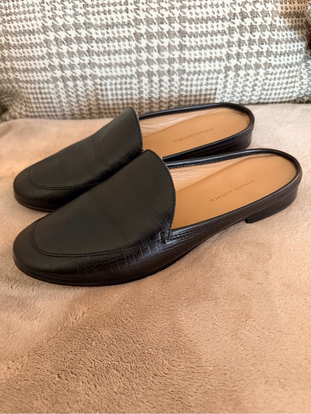 Banana Republic Croc-Embossed Leather Mule Slides